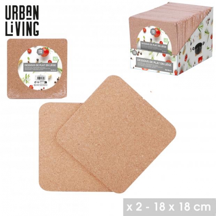 KUHINJSKI PODMETAČI KVADRATNI OD PLUTA 2/1, 18X18 CM