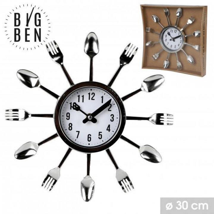 ZIDNI SAT "KUHINJSKI PRIBOR KOJI IDE U  KRUG", PROMJERA 30 CM