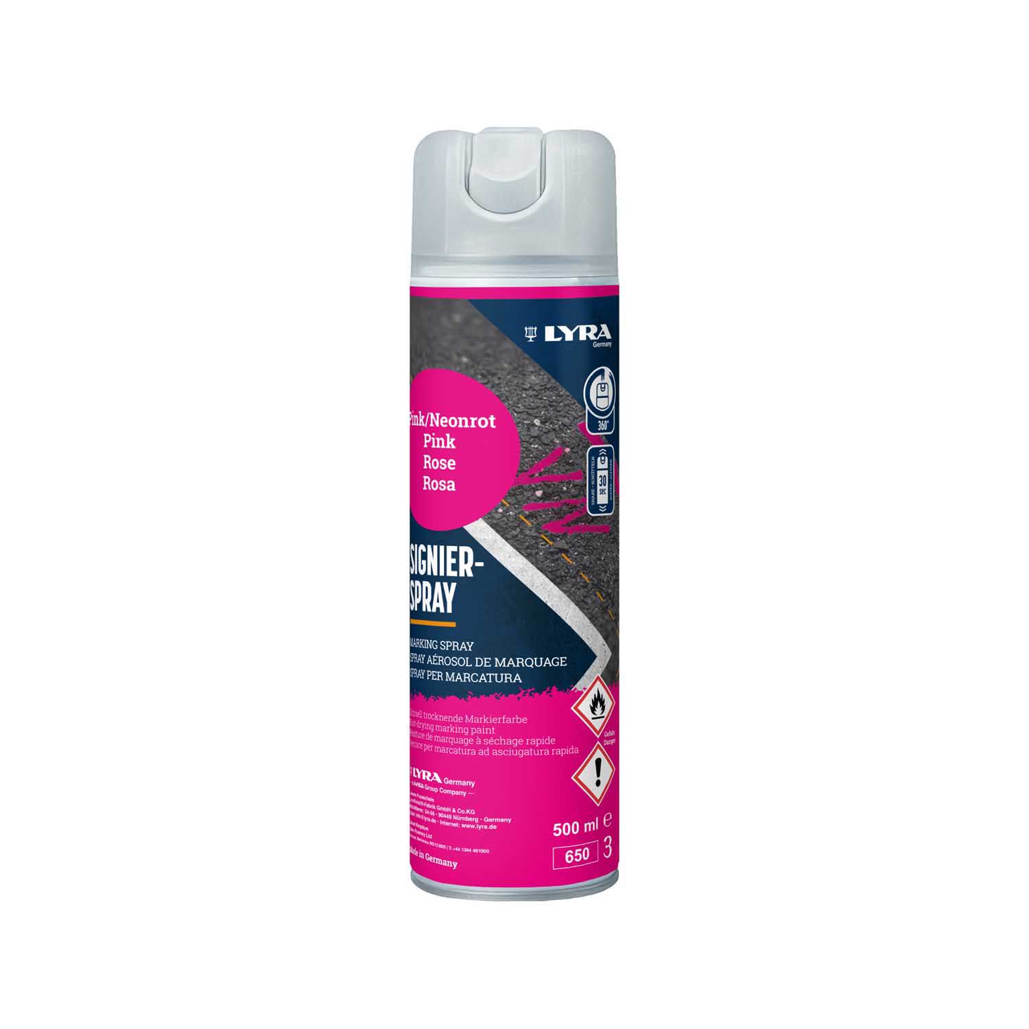 LYRA SPREJ ZA OZNAČAVANJE 500 ML ROZI 1/1