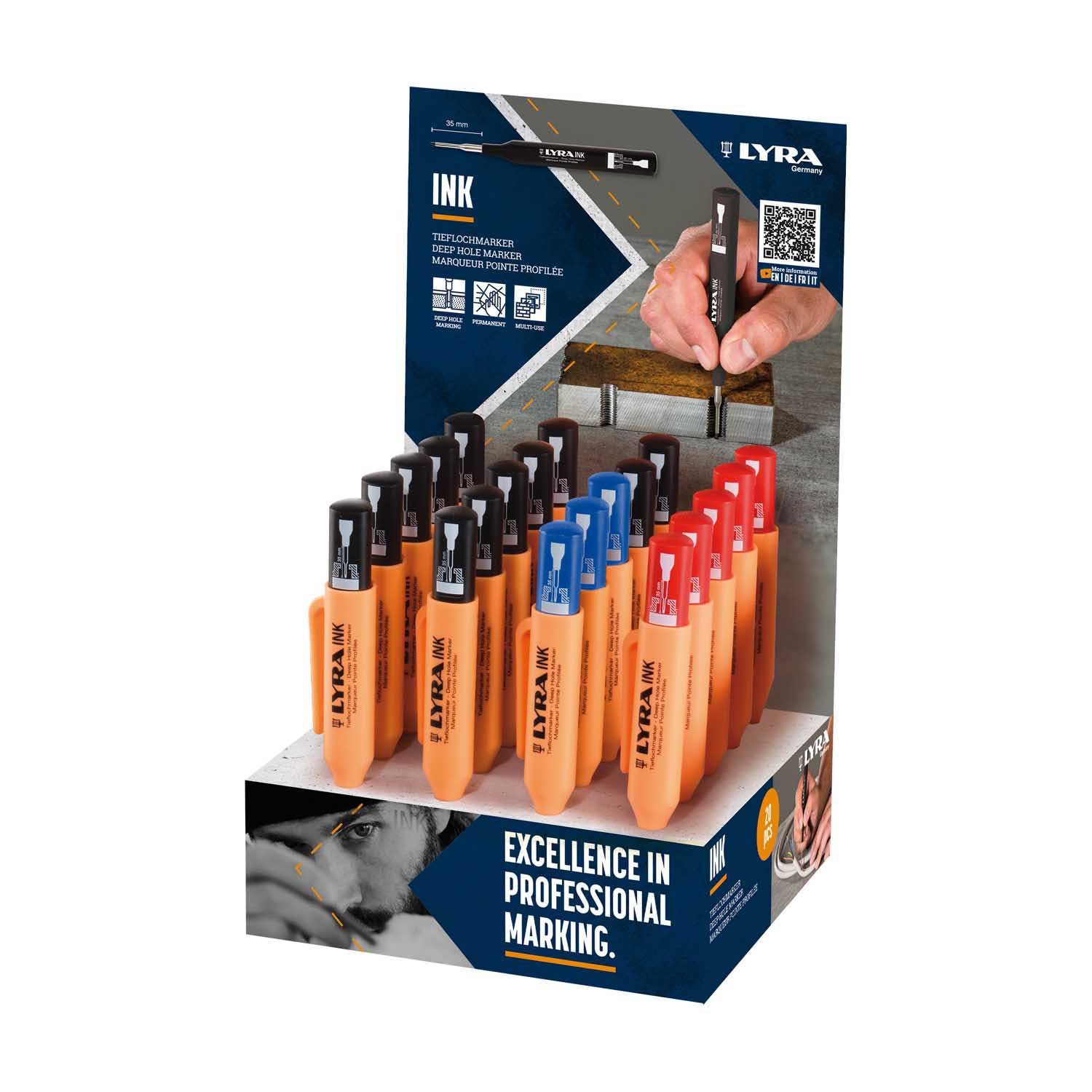 LYRA MARKER ZA DUBOKE RUPE TRI BOJE 1MM 20/1