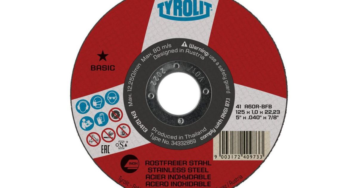 TYROLIT REZNA PLOČA 125X1X22 BASIC U METALNOJ KUTIJI 10/1